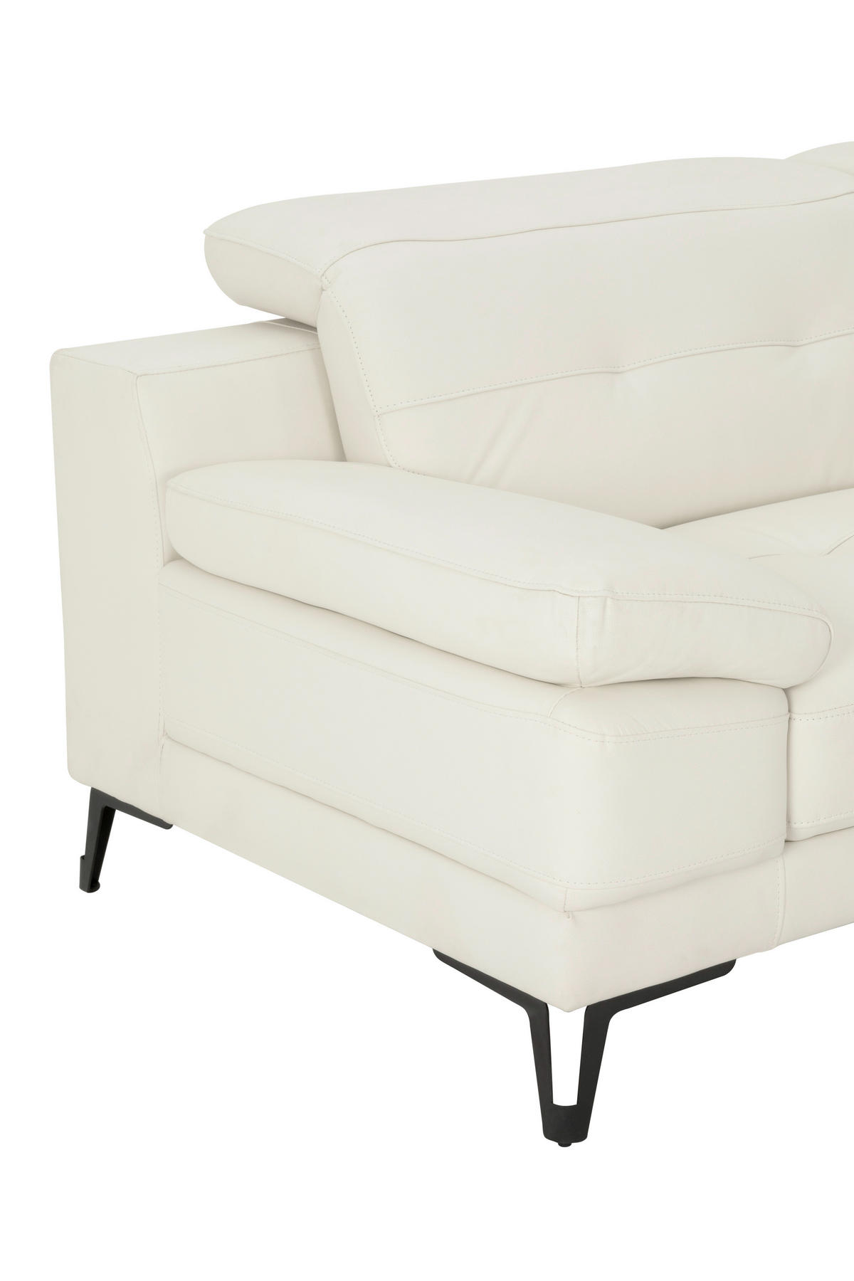 ECKSOFA Weiß Echtleder  - Schwarz/Weiß, MODERN, Leder/Metall (287/224cm) - MID.YOU