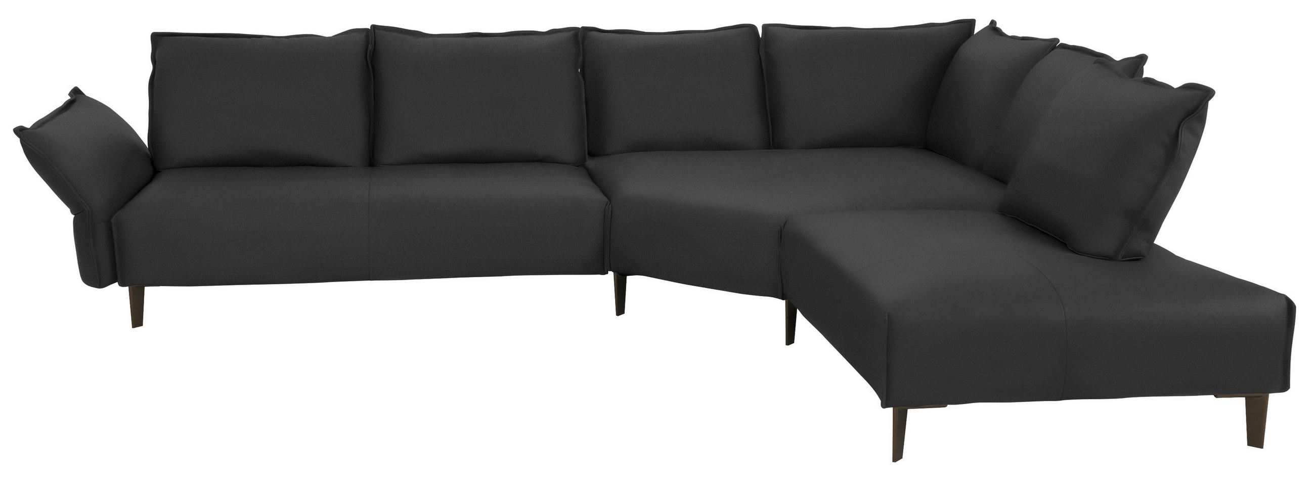 ECKSOFA Echtleder Graphitfarben - Schwarz/Graphitfarben, Design, Leder/Metall (340/272cm) - W.Schillig