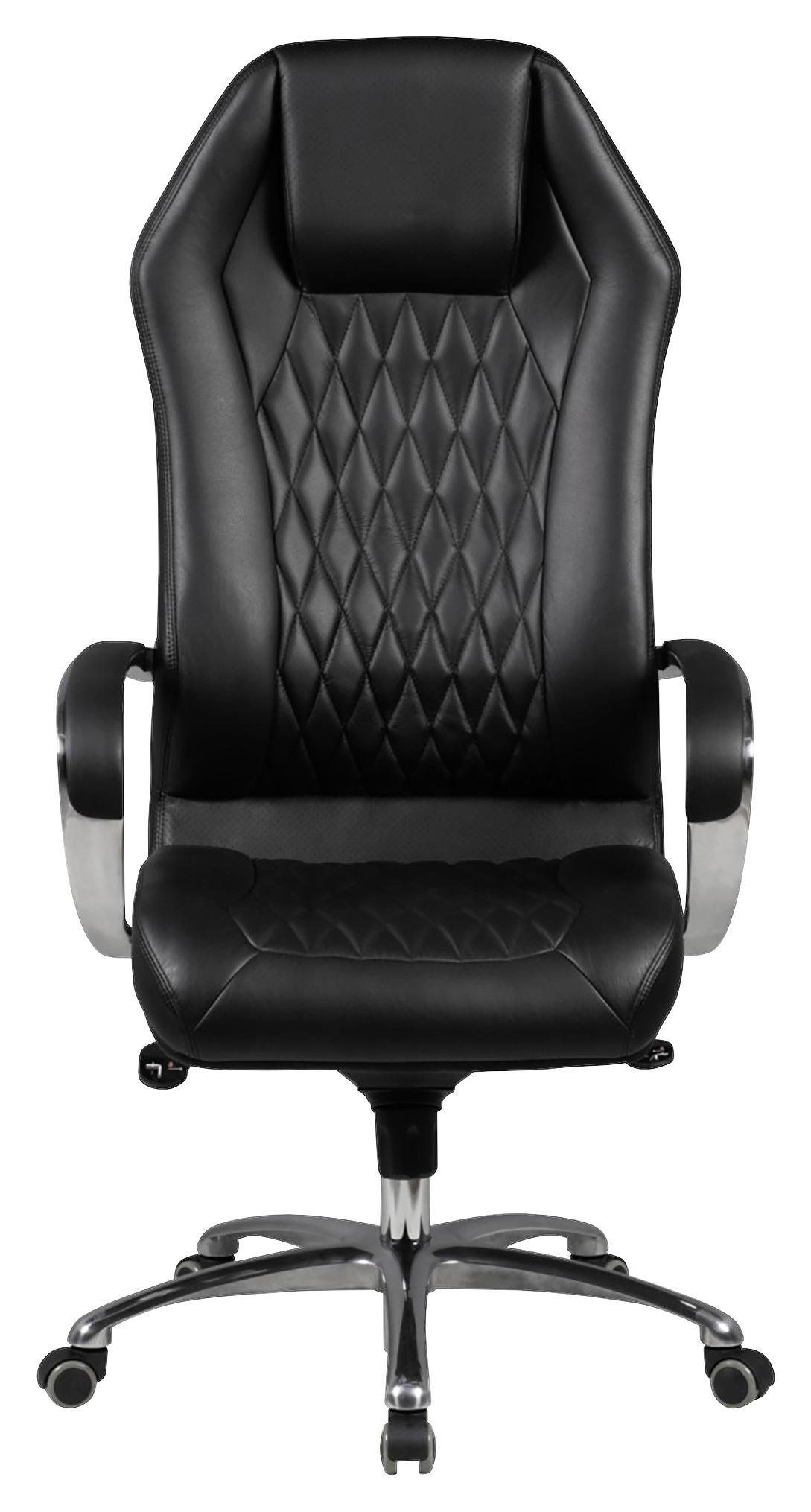 CHEFSESSEL Lederlook Schwarz  - Alufarben/Schwarz, MODERN, Leder/Kunststoff (67/136/67cm) - MID.YOU