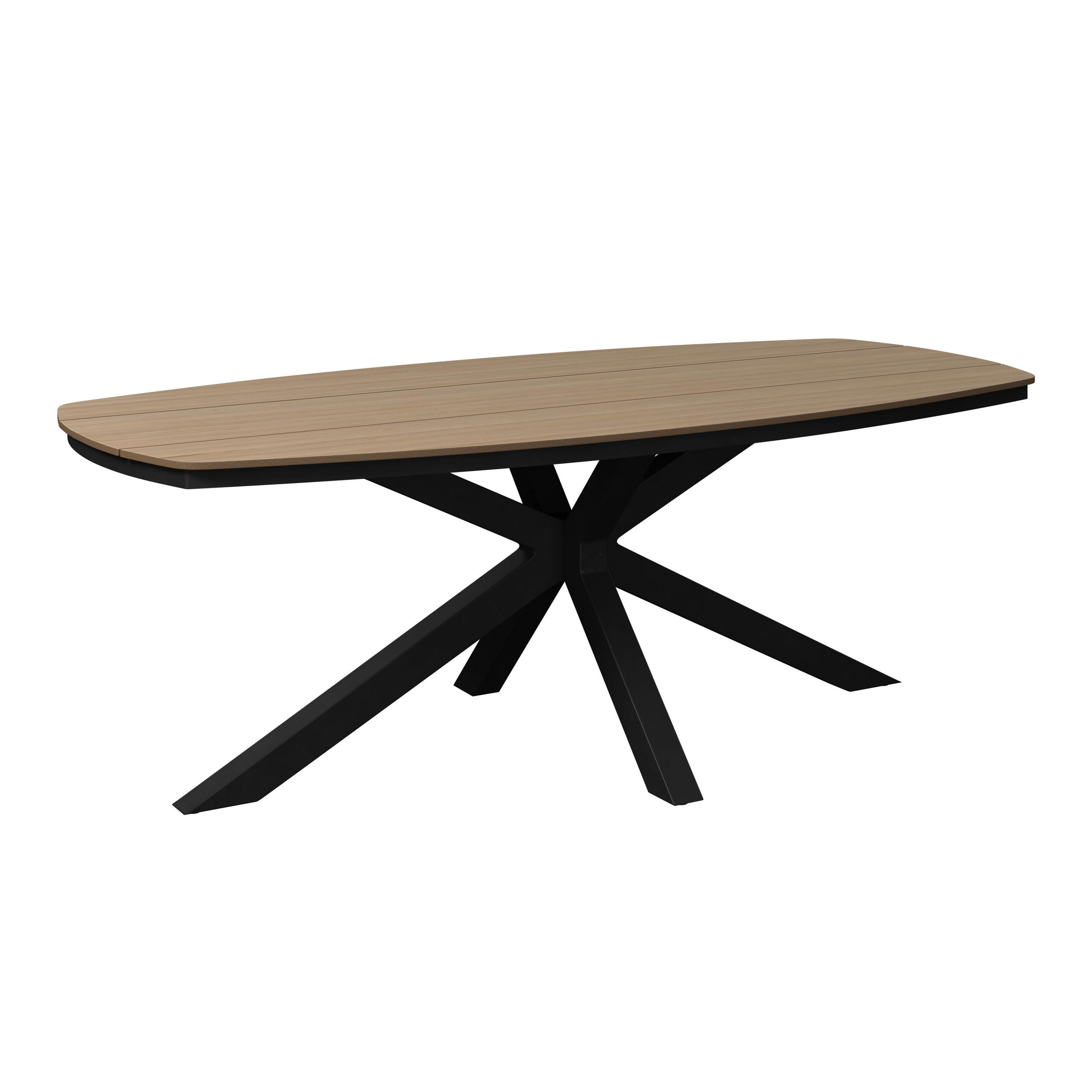 GARTENTISCH Metall, Kunststoff oval  - Dunkelgrau/Naturfarben, MODERN, Kunststoff/Metall (201/75/100cm) - Ambia Garden