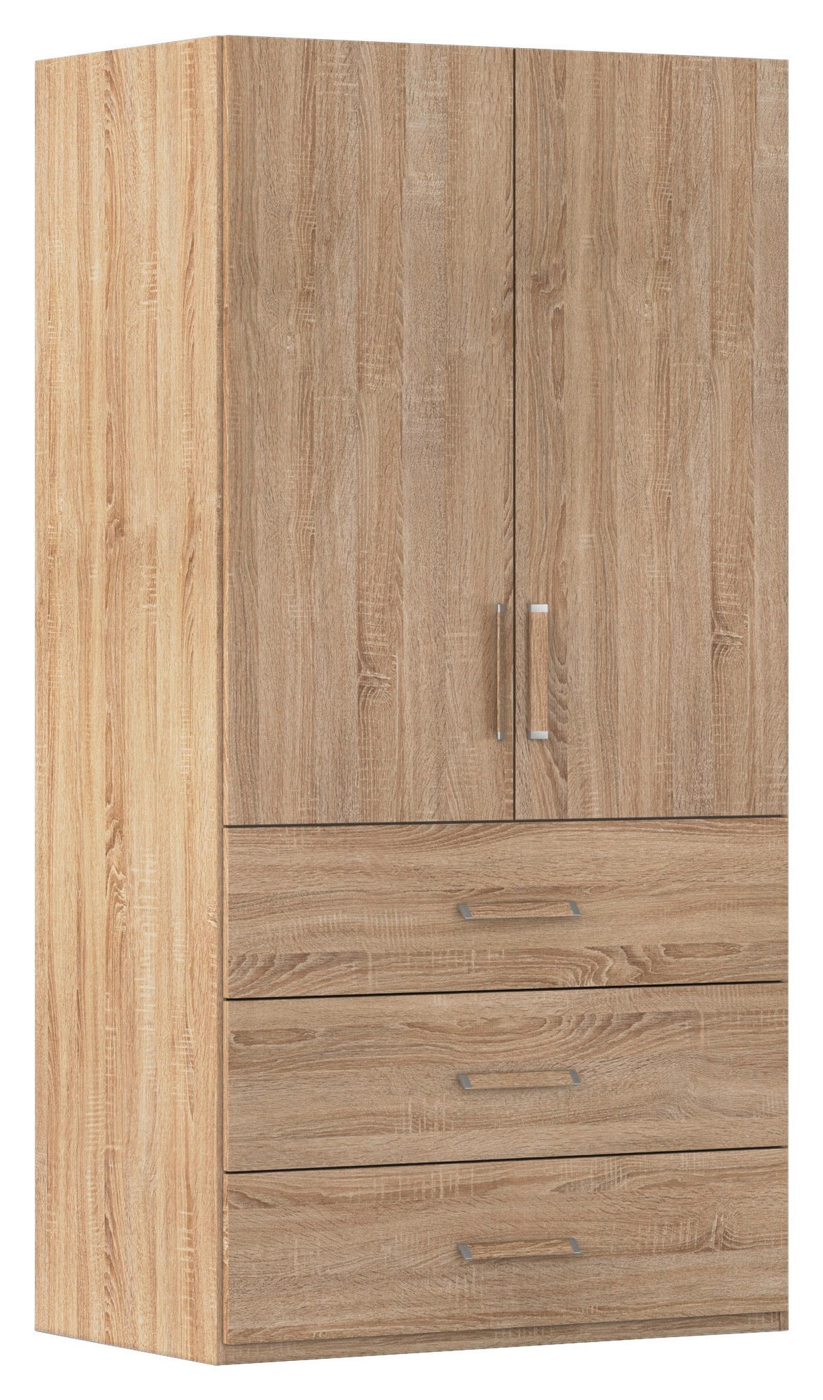 DREHTÜRENSCHRANK 101/197/60 cm,  in Eichefarben, 2-türig  - Eichefarben/Silberfarben, Design, Holzwerkstoff/Kunststoff (101/197/60cm) - Novel