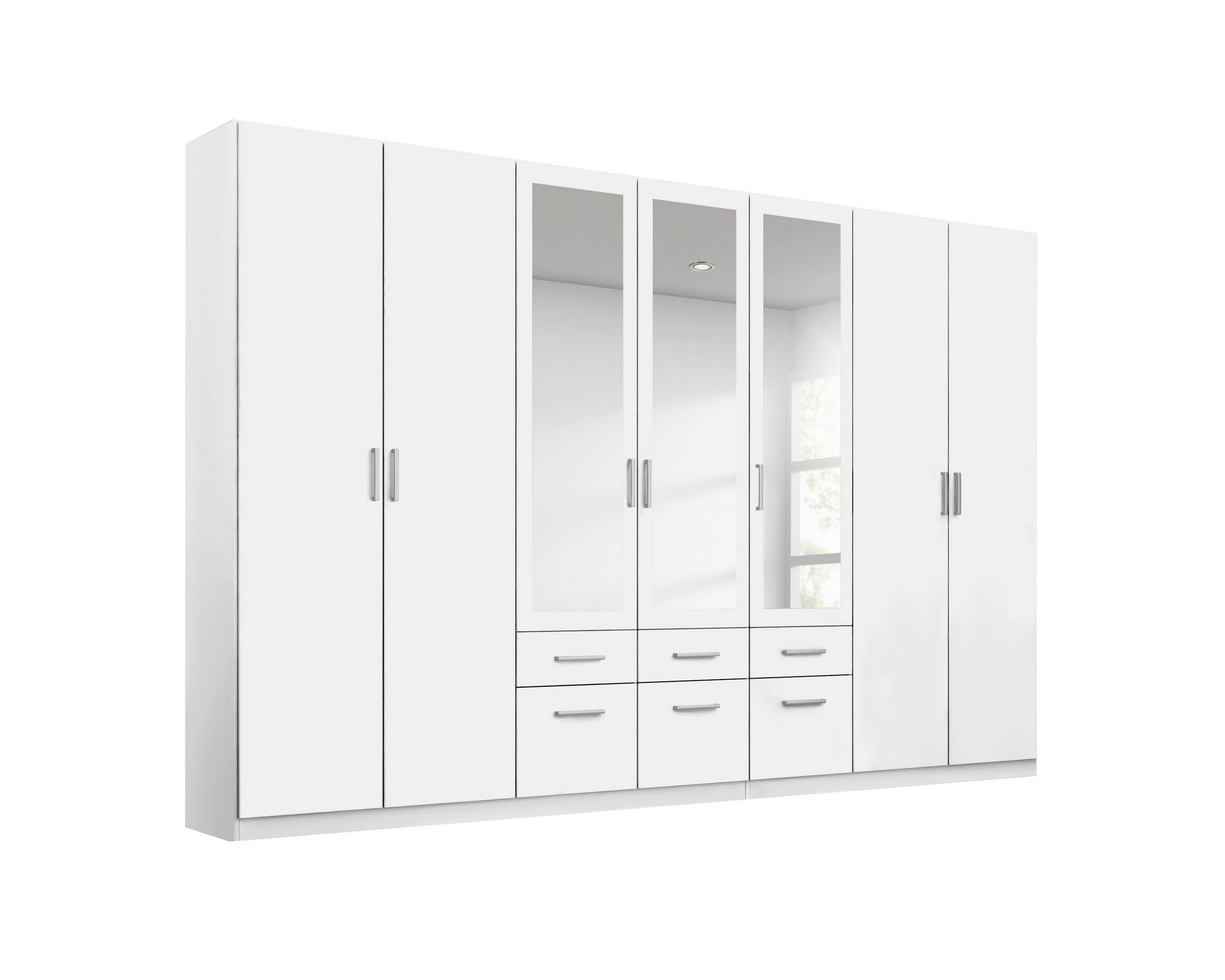 DREHTÜRENSCHRANK in Weiss - Weiss/Alufarben, Modern, Holzwerkstoff/Kunststoff (315/229/54cm) - Rauch Möbel