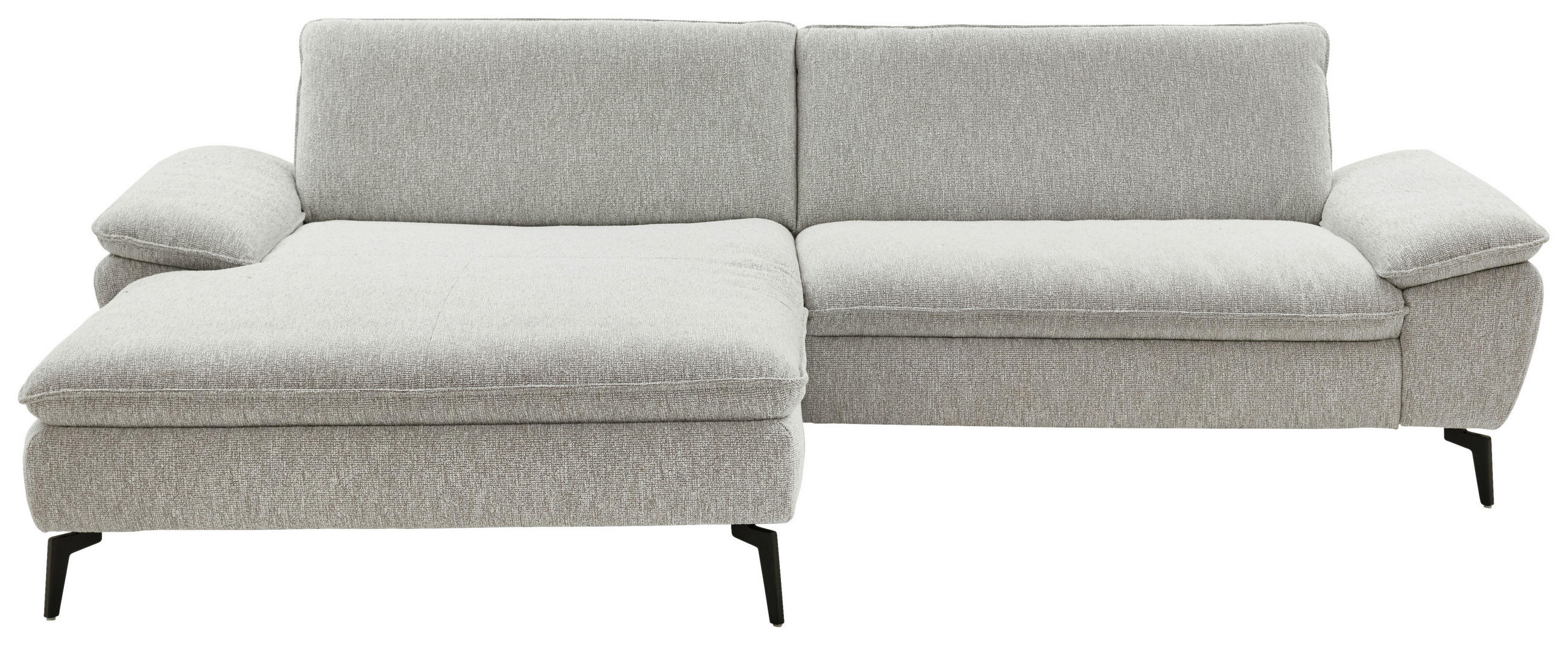 ECKSOFA  in Webstoff Ecru  197/295 cm  - Ecru/Schwarz, Design, Textil/Metall (197/295cm) - Valdera