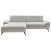 ECKSOFA Webstoff Ecru  - Ecru/Schwarz, Design, Textil/Metall (197/295cm) - Valdera