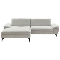 ECKSOFA Ecru Webstoff  - Ecru/Schwarz, Design, Textil/Metall (197/295cm) - Valdera