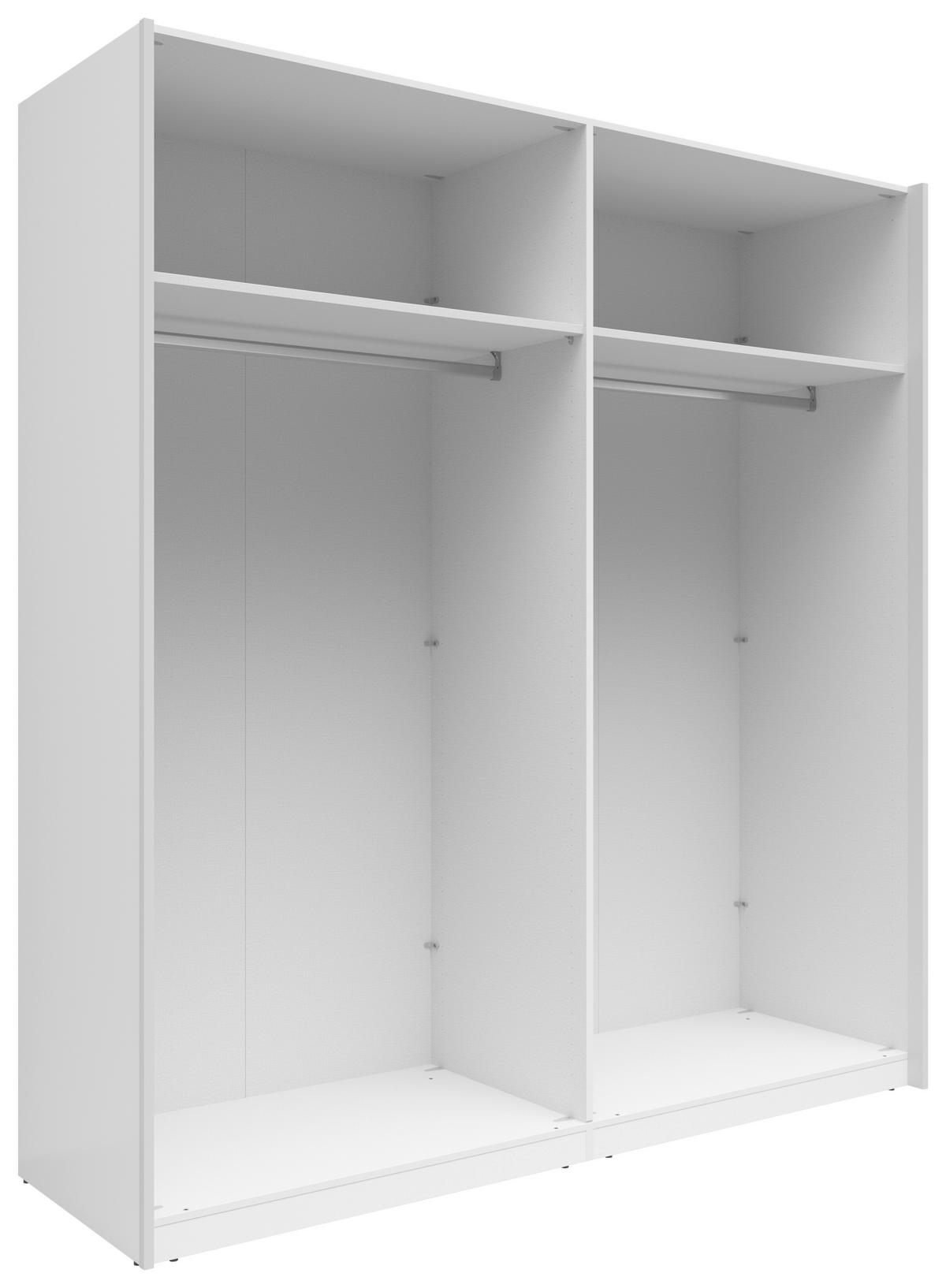 SCHWEBETÜRENSCHRANK 200/216/64 cm 2-türig Weiß  - Silberfarben/Weiß, Basics, Glas/Holzwerkstoff (200/216/64cm) - Boxxx