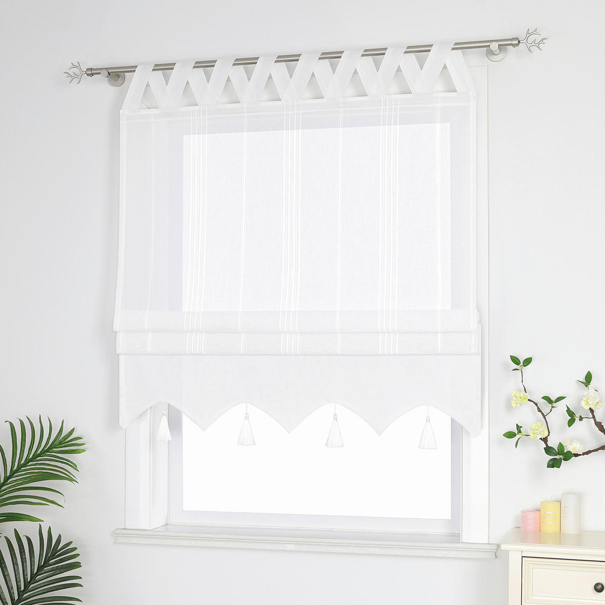 RAFFROLLO  halbtransparent  120/140 cm    - Weiß, Basics, Textil (120/140cm)