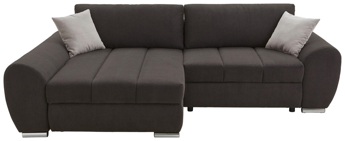 ECKSOFA in Flachgewebe Schlammfarben  - Chromfarben/Hellbraun, Konventionell, Textil/Metall (175/270cm) - MID.YOU