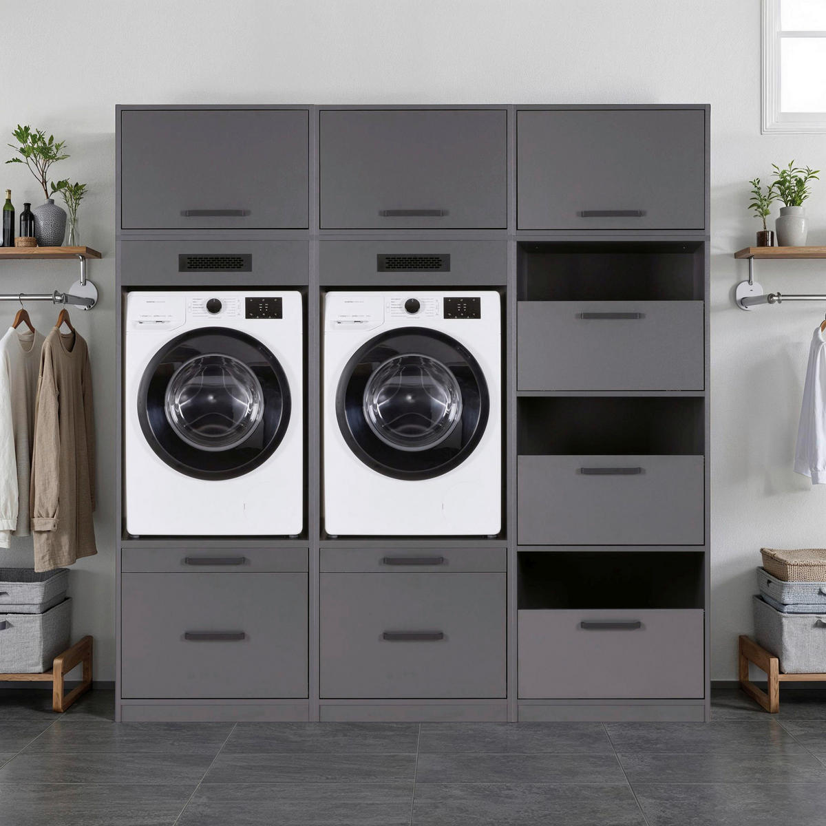 HAUSWIRTSCHAFTSRAUM 201/208/68 cm  in Anthrazit  - Anthrazit, MODERN, Holzwerkstoff (201/208/68cm) - home24