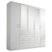 DREHTÜRENSCHRANK Weiß 5  - Alufarben/Weiß, Basics, Holzwerkstoff/Kunststoff (226/229/54cm) - Xora