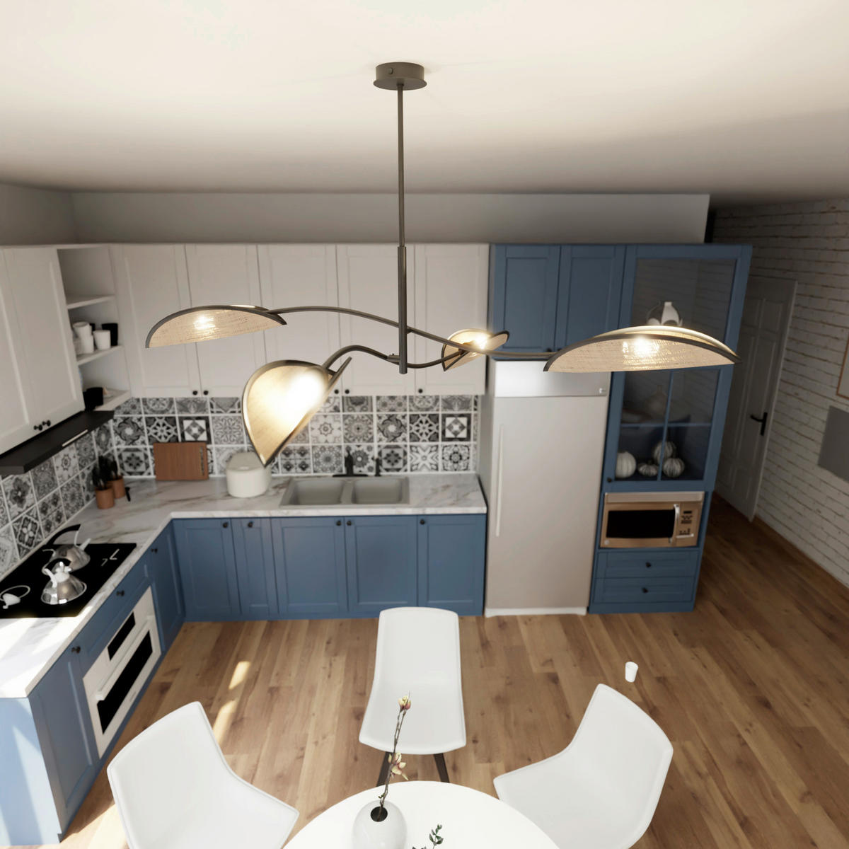 DECKENLEUCHTE 105/105/59 cm  - Hellbraun/Schwarz, LIFESTYLE, Textil/Metall (105/105/59cm)