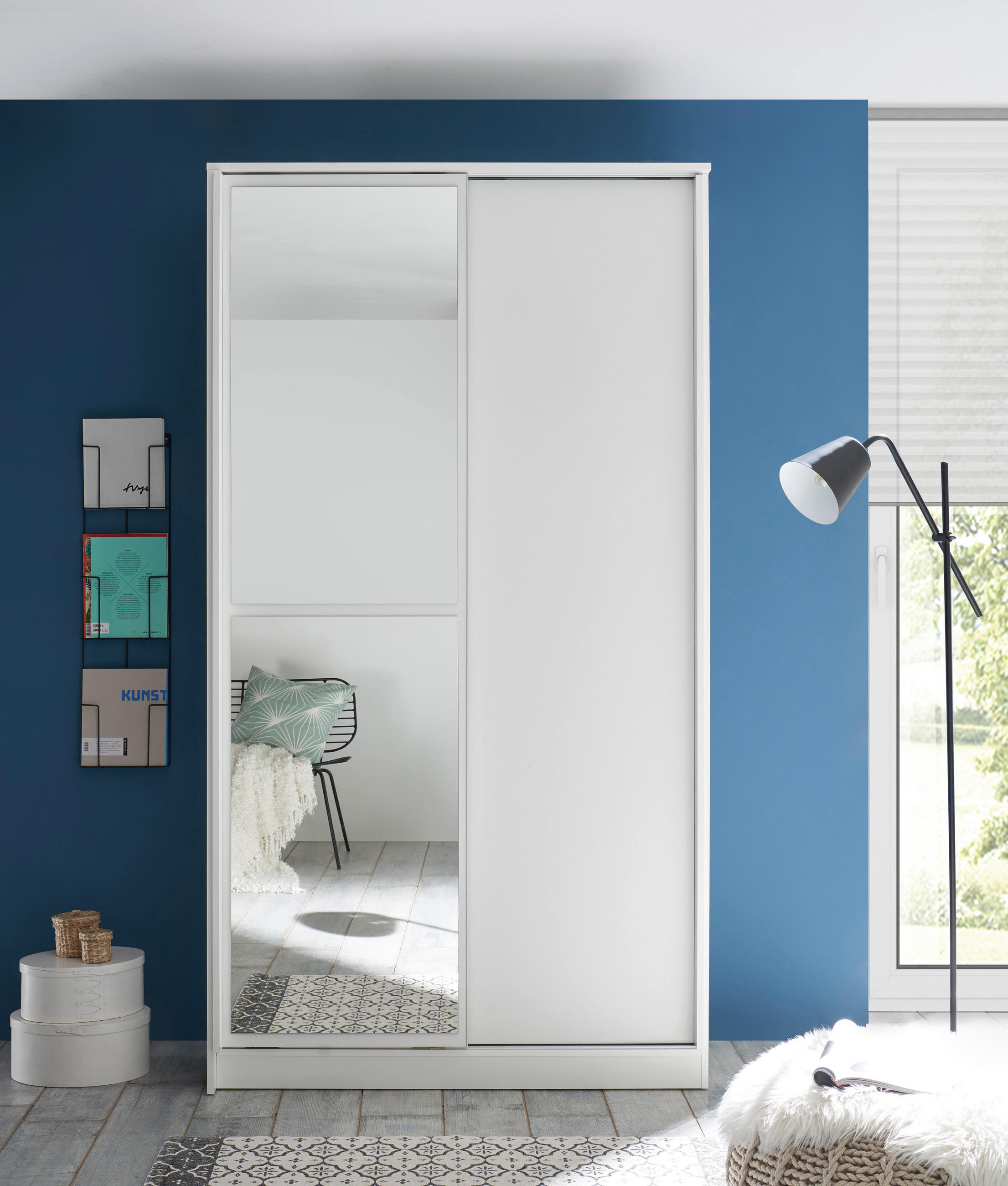 SCHIEBETÜRENSCHRANK 120/220/45 cm 2-türig Weiß  - Weiß, Basics (120/220/45cm) - MID.YOU