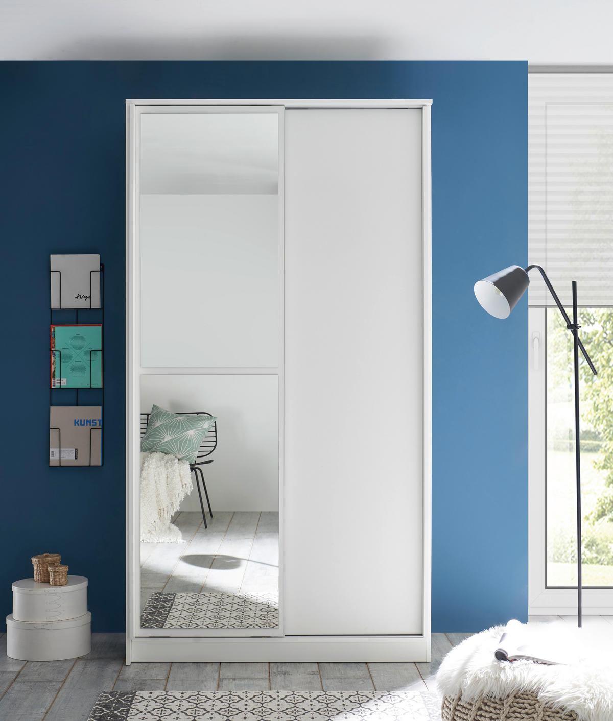 SCHIEBETÜRENSCHRANK 120/220/45 cm 2-türig Weiß  - Weiß, Basics (120/220/45cm) - MID.YOU