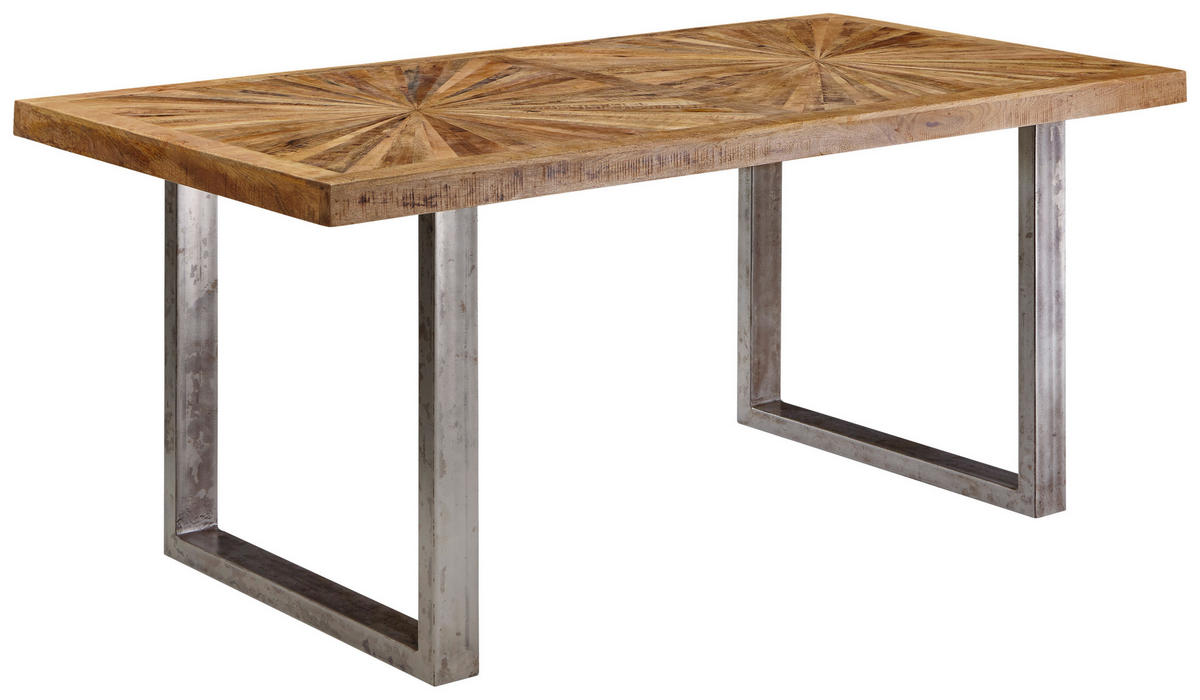 ESSTISCH Mangoholz massiv rechteckig Braun  - Silberfarben/Braun, Design, Holz/Metall (180/90/76,5cm) - MID.YOU