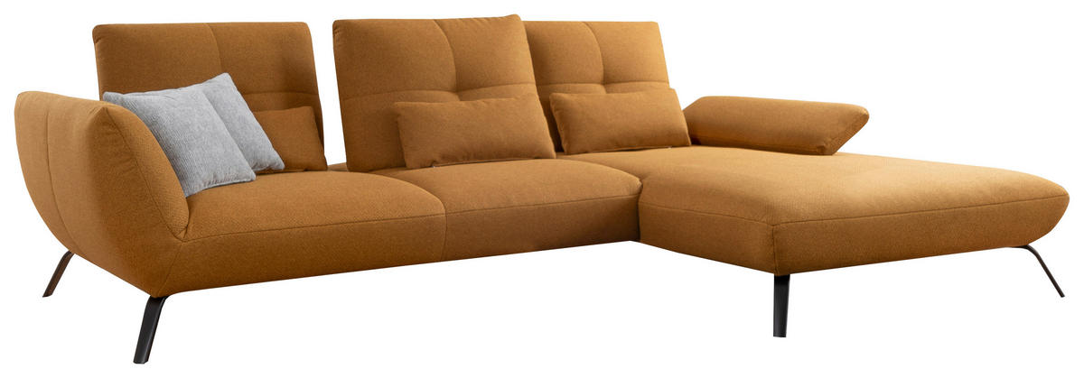 WOHNLANDSCHAFT Currygelb Flachgewebe  - Currygelb/Dunkelgelb, MODERN, Textil/Metall (301/191cm) - Livetastic