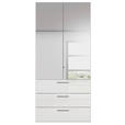 DREHTÜRENSCHRANK 101/223/61 cm,  in Weiß, Weiß Hochglanz, 2-türig  - Chromfarben/Edelstahlfarben, Basics, Glas/Holzwerkstoff (101/223/61cm) - Novel