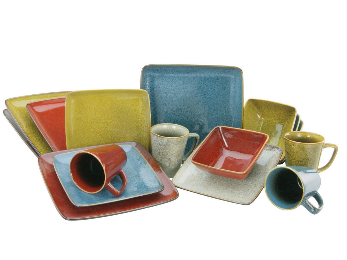 KOMBINOVANÁ SOUPRAVA, 16dílné, kamenina - vícebarevná, Trend, keramika (31,5/31,5/32cm) - Creatable