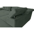 ECKSOFA inkl. Funktionen Waldgrün Cord  - Waldgrün/Silberfarben, Design, Textil/Metall (257/226cm) - Xora