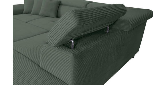 ECKSOFA inkl. Funktionen Waldgrün Cord  - Waldgrün/Silberfarben, Design, Textil/Metall (257/226cm) - Xora