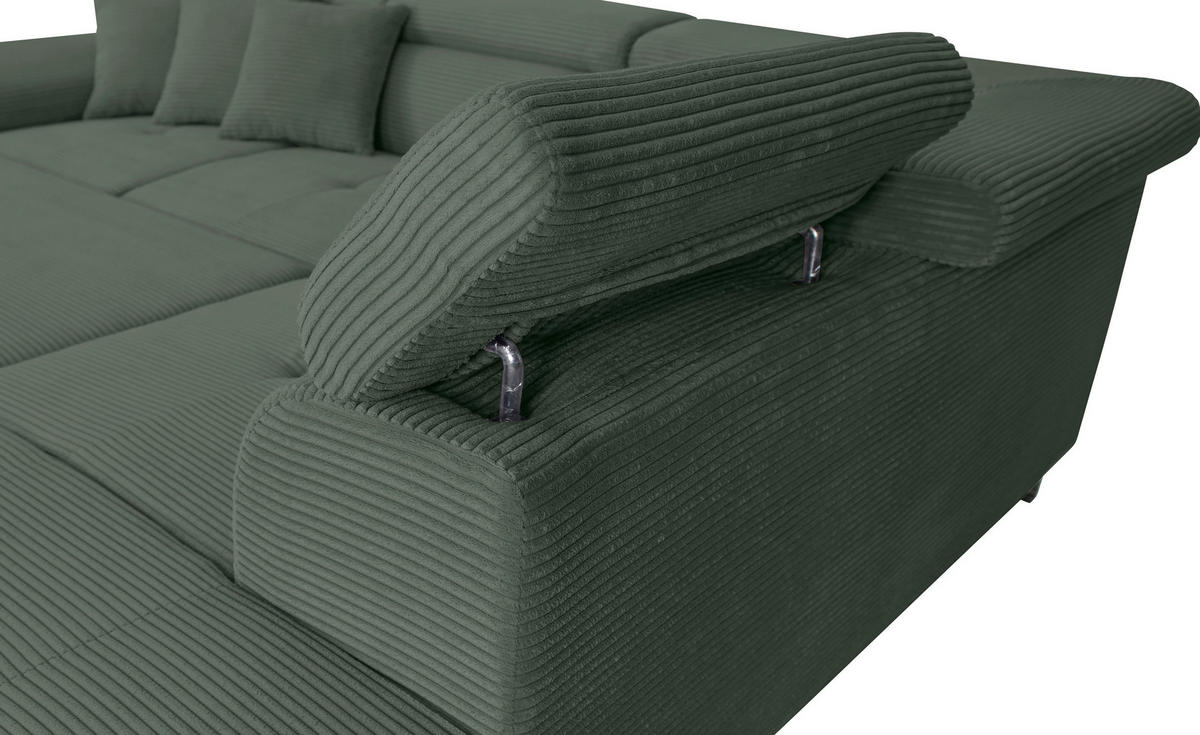 HÖRNSOFFA i manchester skogsgrön  - skogsgrön/silver, Design, metall/textil (257/226cm) - Livetastic