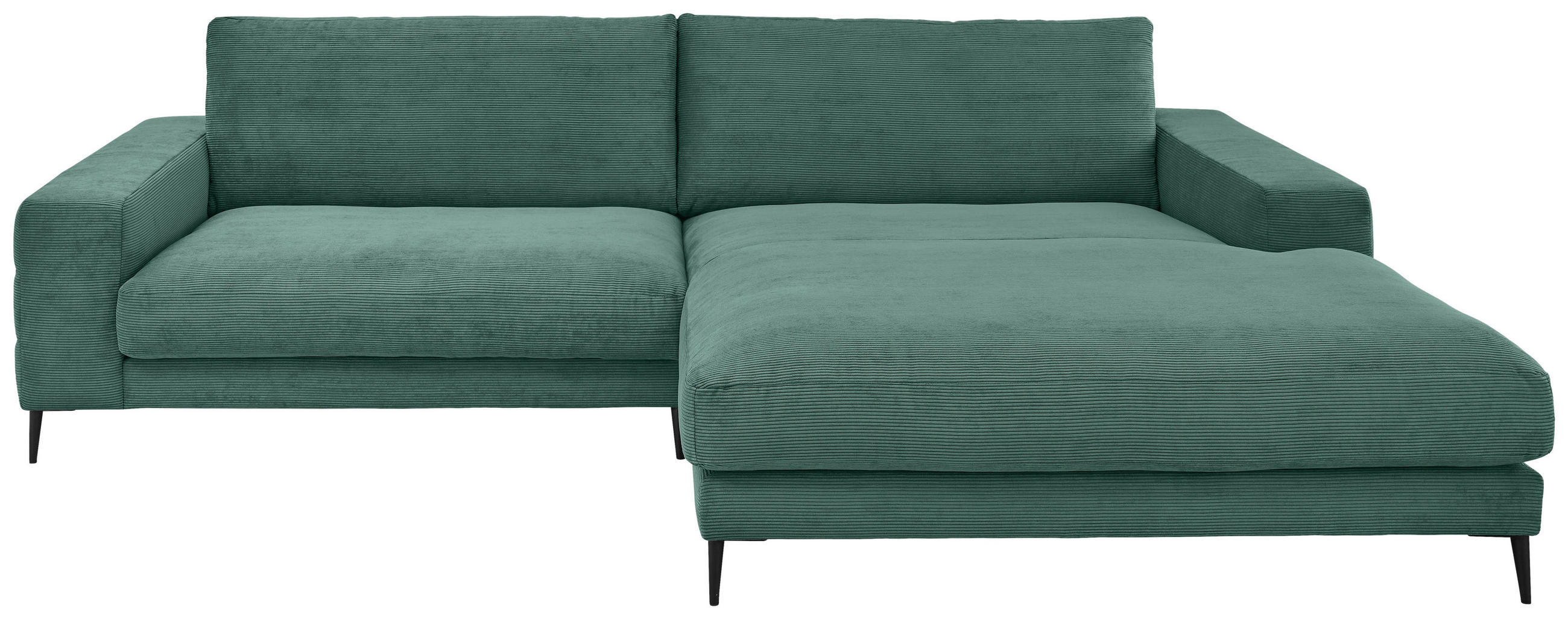 ECKSOFA Badia Base in Feincord Grün  293/207 cm  - Schwarz/Grün, Design, Textil/Metall (293/207cm) - Dieter Knoll