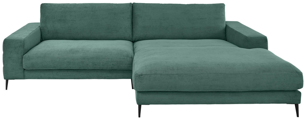 ECKSOFA Badia Base in Feincord Grün  293/207 cm  - Schwarz/Grün, Design, Textil/Metall (293/207cm) - Dieter Knoll