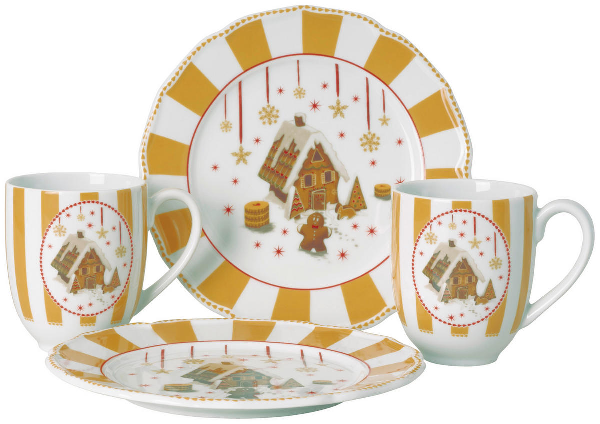 FRÜHSTÜCKSSERVICE Christmas Love Beige  - Multicolor, Basics, Keramik (22,8/22,6/15cm) - Hutschenreuther