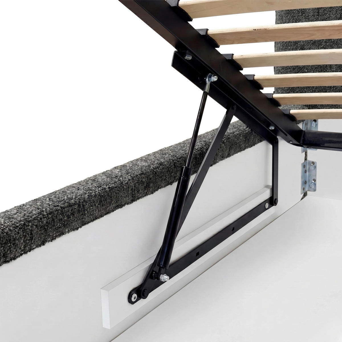 POLSTERBETT gepolstertes Kopfteil, Lattenrost, Bettkasten Graphitfarben 180/200 cm  - Schwarz/Graphitfarben, MODERN, Holz/Textil (180/200cm) - Livetastic