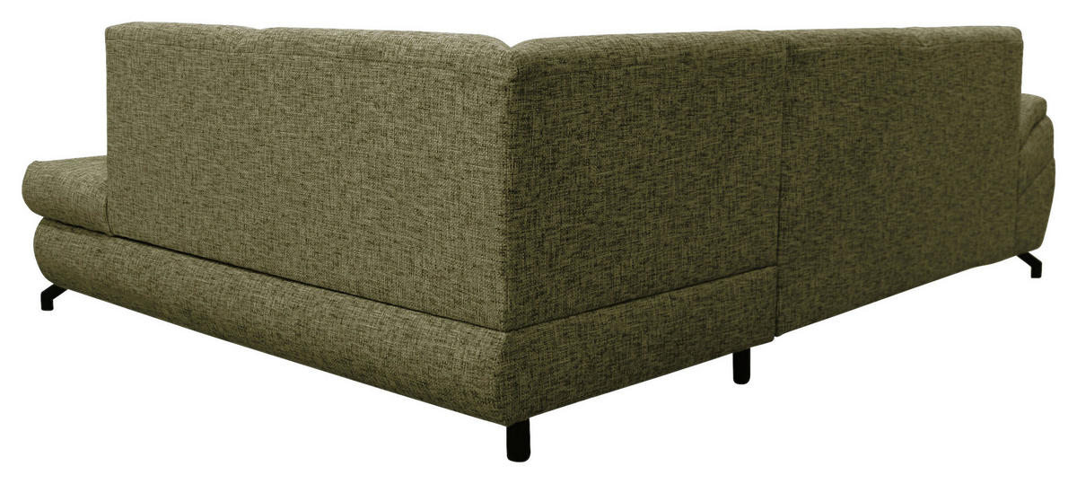 ECKSOFA in Struktur, Plüsch Grün  - Schwarz/Grün, Design, Textil/Metall (274/201cm) - MID.YOU