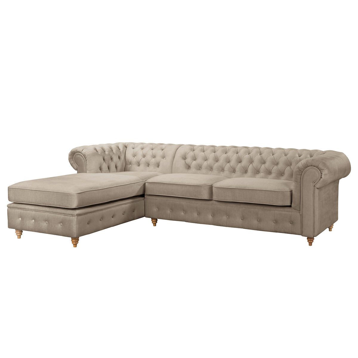 ECKSOFA Laura Taupe Mikrofaser  - Taupe/Creme, Design, Holz/Textil (182/284cm) - P & B