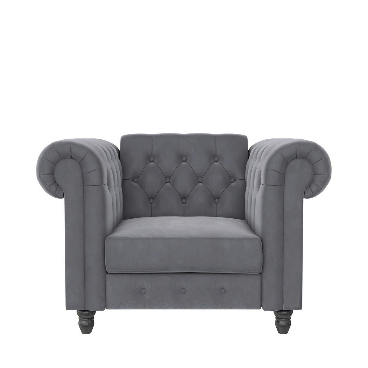SESSEL in Velours Anthrazit  - Anthrazit/Schwarz, Basics, Holz/Textil (111/83/87cm) - Livetastic