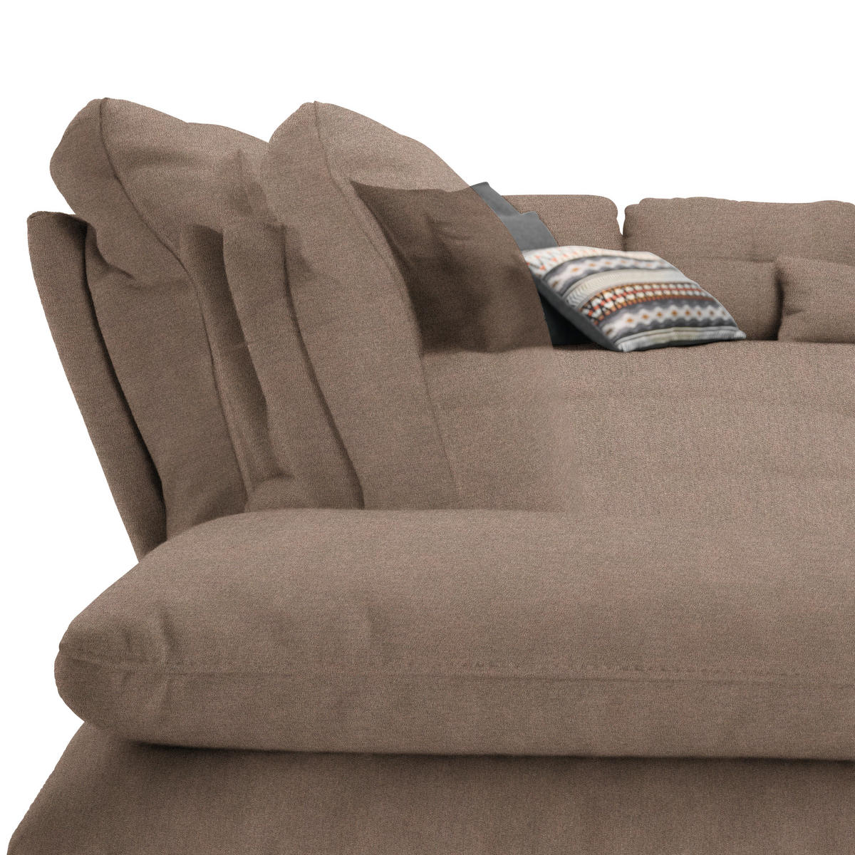 ECKSOFA in Flachgewebe Graubraun  - Graubraun/Schwarz, Design, Textil/Metall (344/271cm) - Chilliano