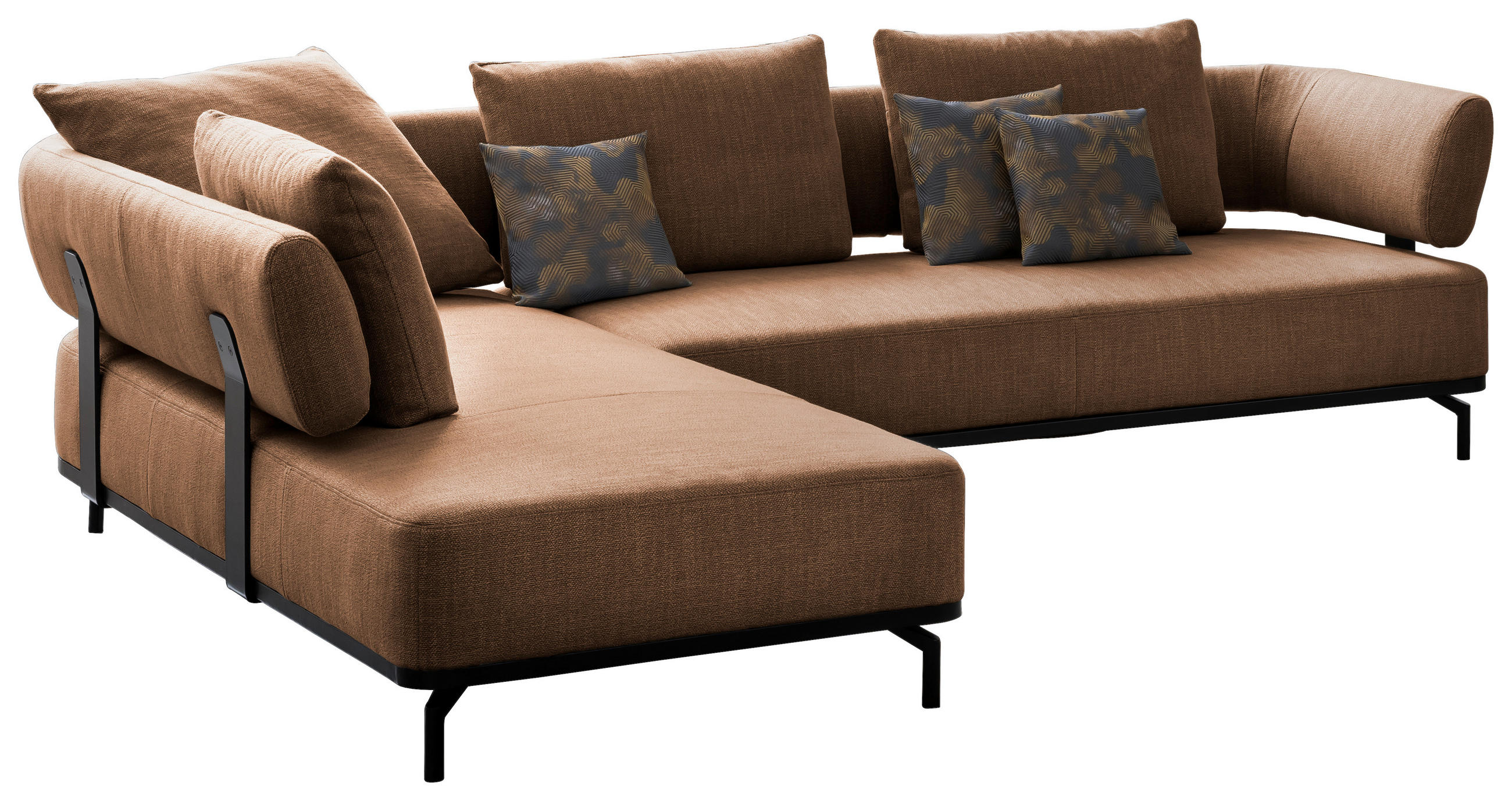 ECKSOFA Palio in Flachgewebe Honig  237/302 cm  - Schwarz/Honig, Design, Textil/Metall (237/302cm) - Dieter Knoll