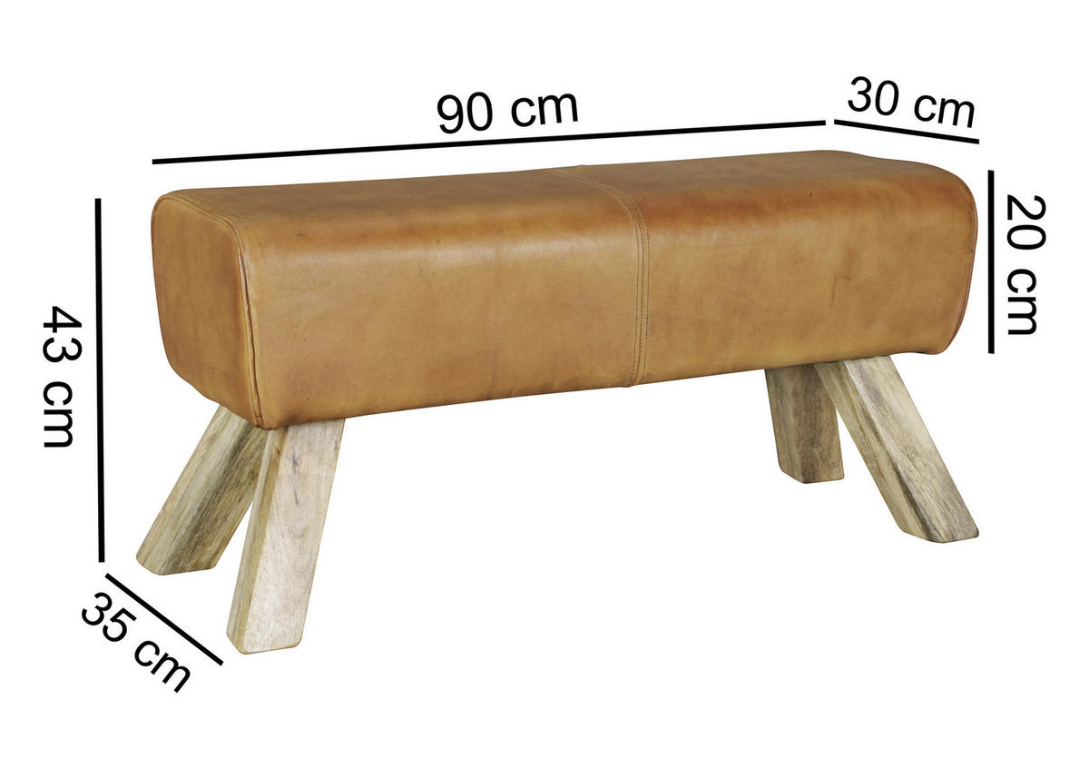 TABURE, usnje rjava  - rjava, Natur, les/usnje (90/43/30cm) - MID.YOU