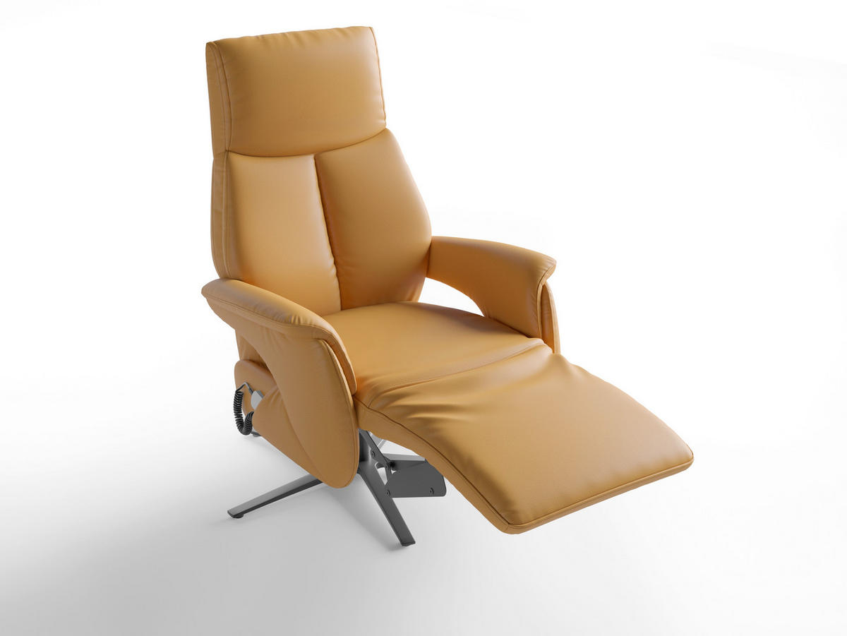 RELAXSESSEL Leder Currygelb  - Currygelb/Schwarz, Basics, Leder/Metall (75/110/85cm) - Sit & More