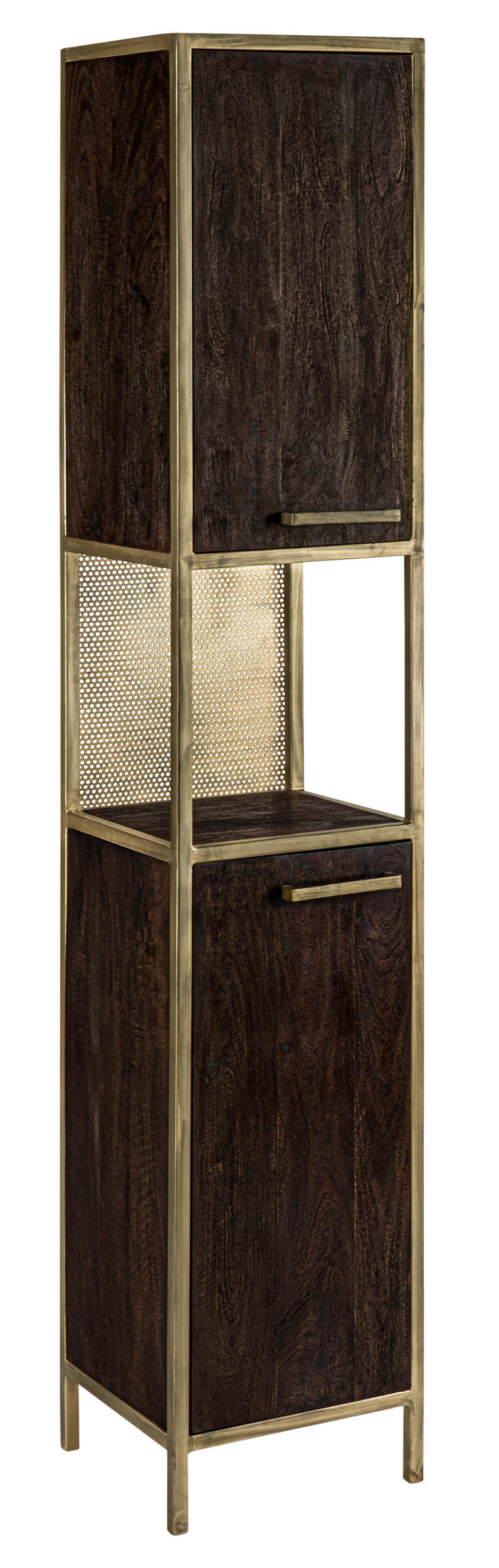HOCHSCHRANK 35/190/40 cm  - Dunkelbraun/Goldfarben, MODERN, Holz/Metall (35/190/40cm) - Livetastic
