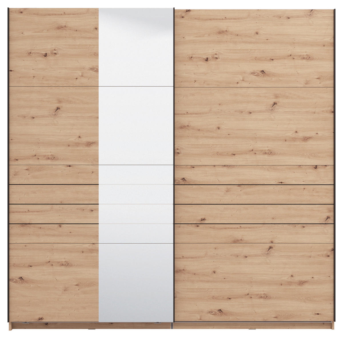 SKRIŇA S POS. DVER. – HOR.VED, dub artisan, 220/217,5/61 cm - čierna/dub artisan, Basics, kov/kompozitné drevo (220/217,5/61cm) - Xora