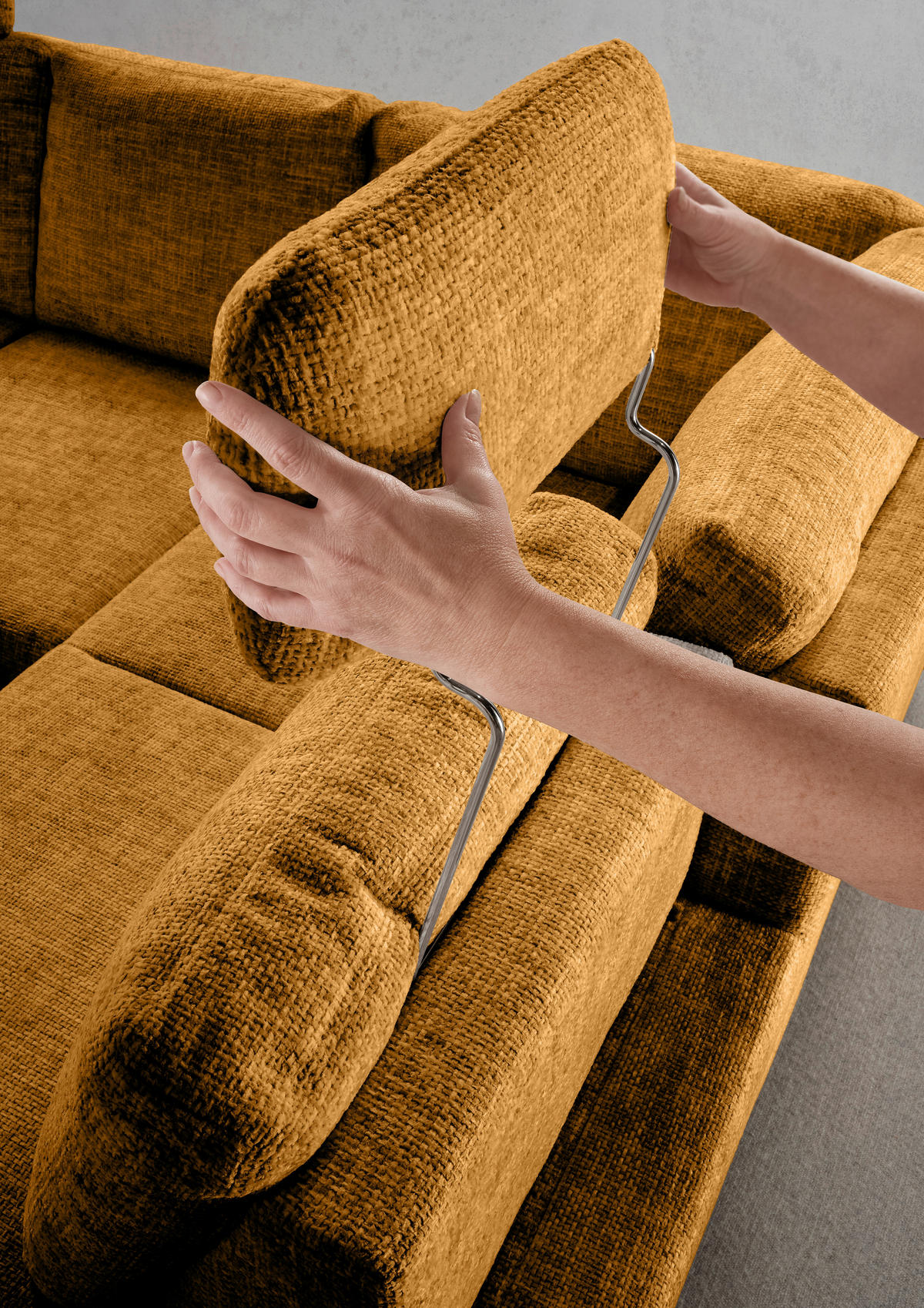 ECKSCHLAFSOFA in Struktur Goldfarben  - Wildeiche/Goldfarben, Modern, Holz/Textil (265/206cm) - Livetastic