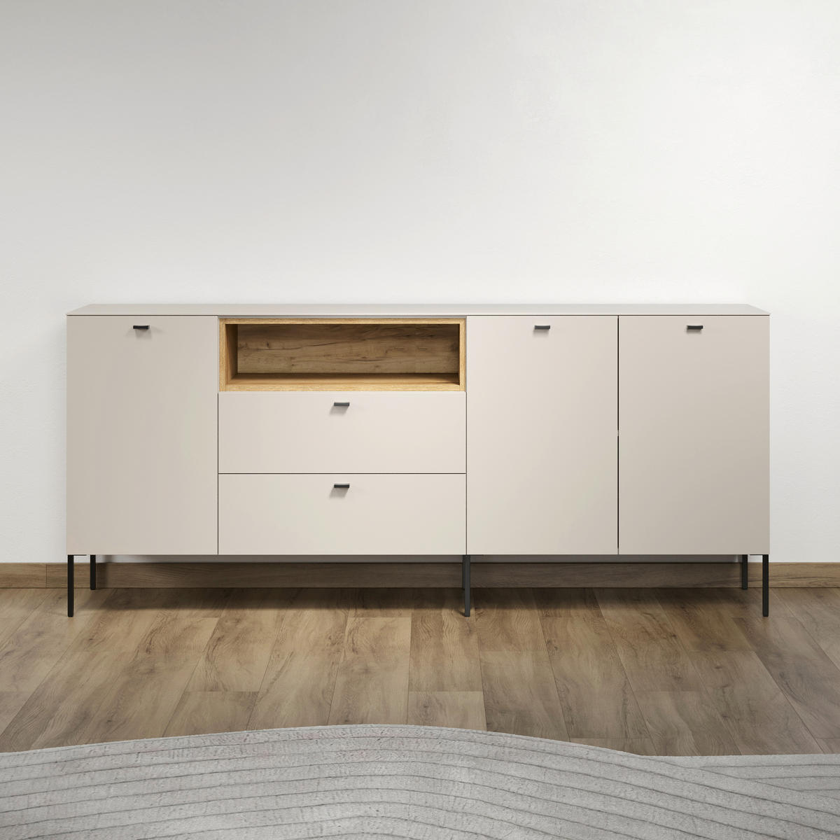 SIDEBOARD Sao Paulo WO 197/85/42 cm 2 Schublade(n)  - Kaschmir/Eichefarben, Basics, Holzwerkstoff/Metall (197/85/42cm) - MID.YOU