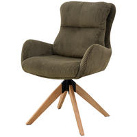 ARMLEHNSTUHL  Sitzfläche 360° drehbar Cord  Grün  - Naturfarben/Grün, Konventionell, Holz/Textil (60/91/72cm) - Livetastic
