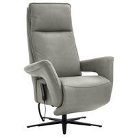 RELAXSESSEL in Leder Grau  - Schwarz/Grau, Design, Leder/Metall (83/123/87cm) - Valdera