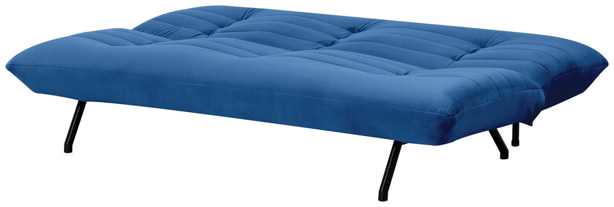 SCHLAFSOFA in Samt Blau  - Blau/Schwarz, MODERN, Textil/Metall (185/82/62cm) - MID.YOU