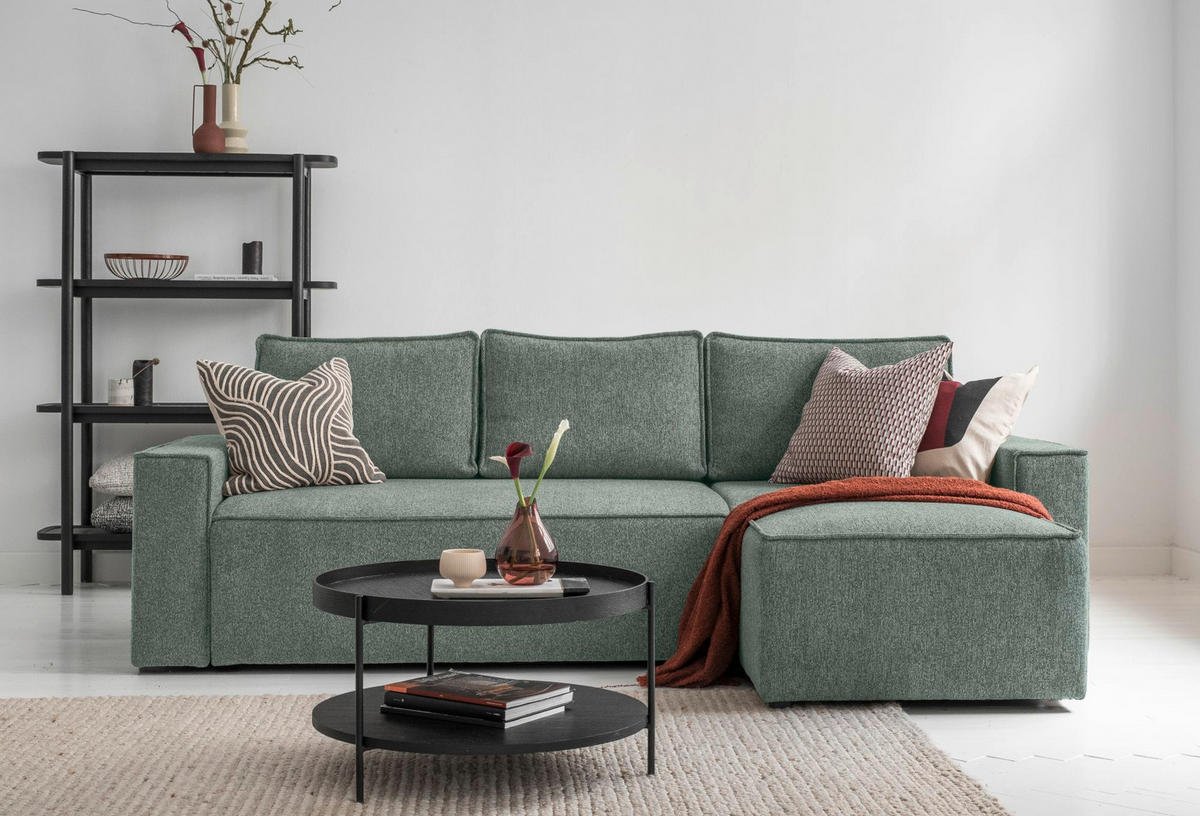 KUTNA GARNITURA tekstil  zelena   - bijela/siva, Design, tekstil/plastika (250/156cm) - MID.YOU