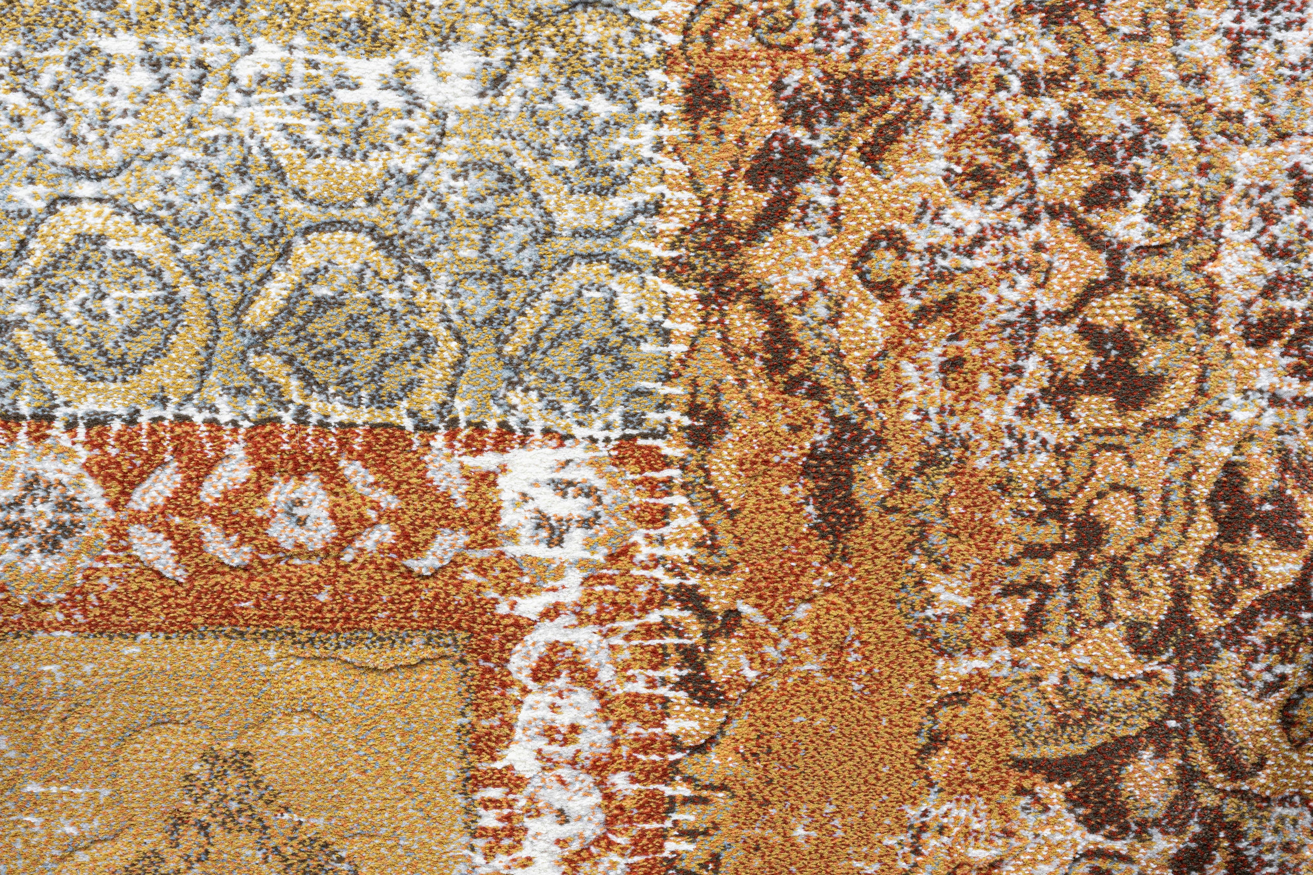 Thumbnail - Novel Webteppich Argentum, Creme, Gold, Terracotta, Textil, Patchwork, rechteckig, 200x290 cm, Oeko-Tex® Standard 100, f...