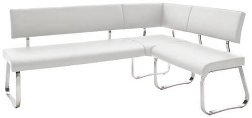 HÖRNBÄNK 200/150 cm  i vit, stålfärgad  - stålfärgad/vit, Design, metall/textil (200/150cm) - Livetastic