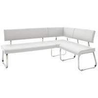 ECKBANK 200/150 cm Lederlook Weiß, Edelstahlfarben   - Edelstahlfarben/Weiß, Design, Textil/Metall (200/150cm) - Livetastic