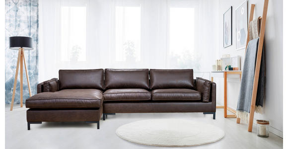 ECKSOFA in Lederlook Grün  160/295 cm  - Schwarz/Grün, Design, Textil/Metall (160/295cm) - Hom`in