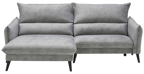 ECKSOFA in Velours Grau  170/238 cm  - Schwarz/Grau, Design, Holz/Textil (170/238cm) - Carryhome