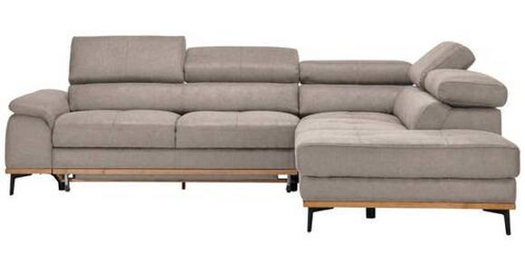 ECKSOFA Hellbraun Webstoff - Hellbraun/Schwarz, Natur, Holz/Textil (282/226cm) - Novel