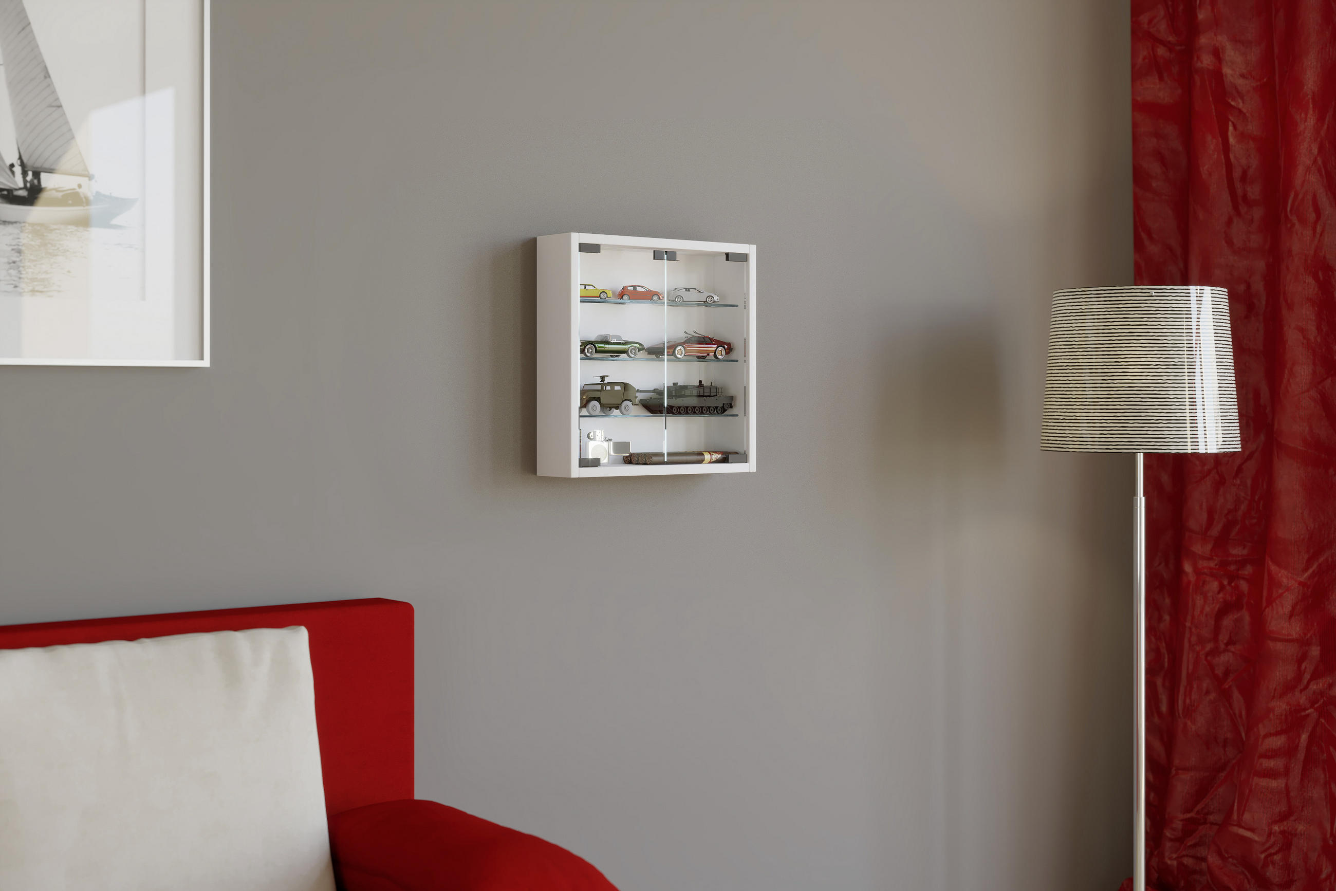 HÄNGEVITRINE Weiß Befestigungsmaterial - Klar/Schwarz, KONVENTIONELL, Glas/Kunststoff (40/40/10cm) - MID.YOU